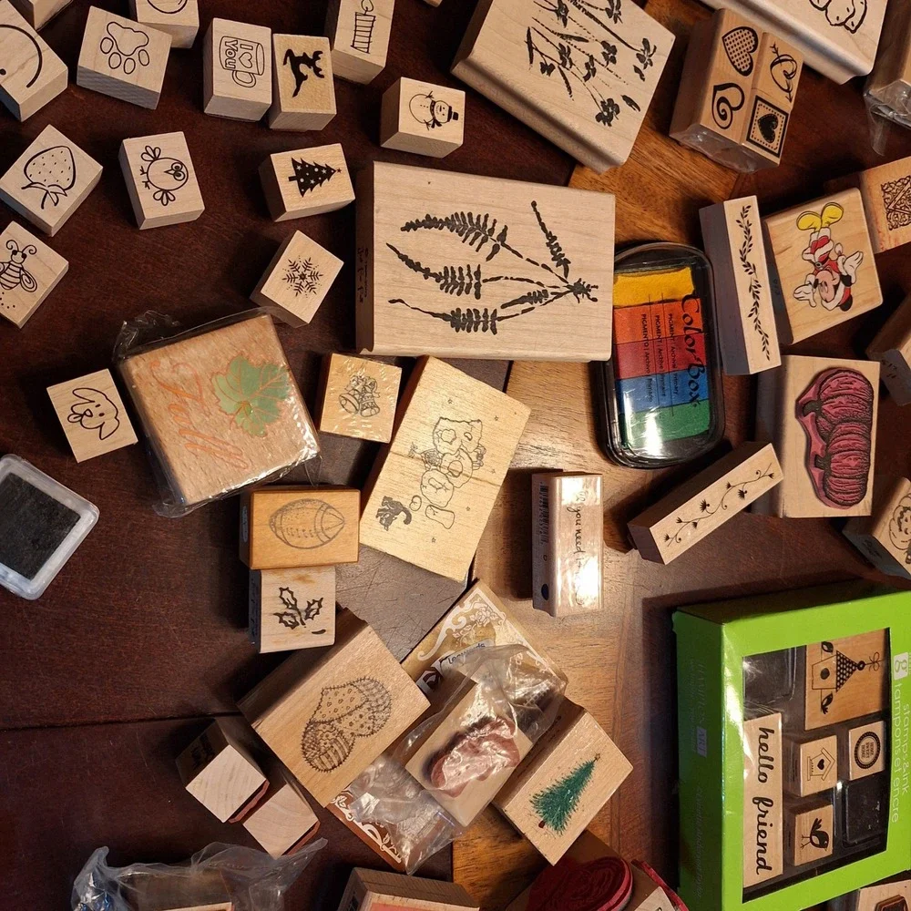 Huge Rubber Stamp Lot Wood Mounted Holiday Nature Studio G Hampton Art Hero Arts